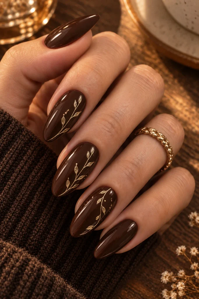Espresso Brown with Delicate Vine Detail