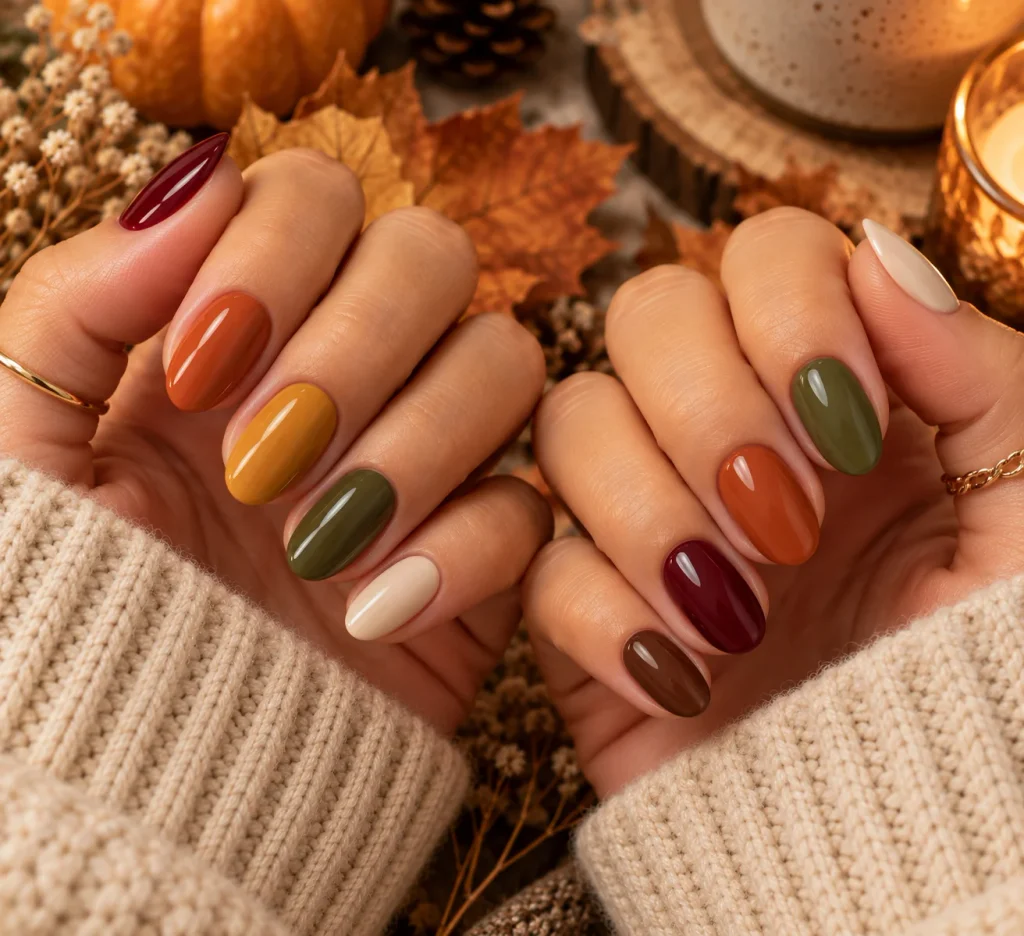 Fall Skittle Thanksgiving Nails
