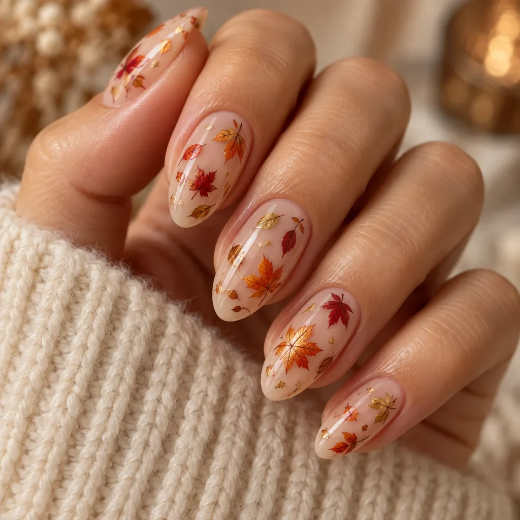  Falling Leaves Thanksgiving Nails