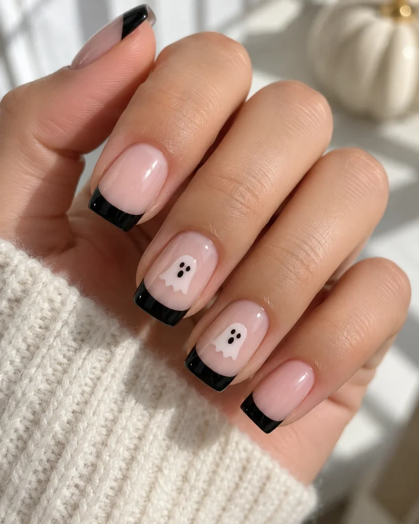 French Tip Ghost Face Nails