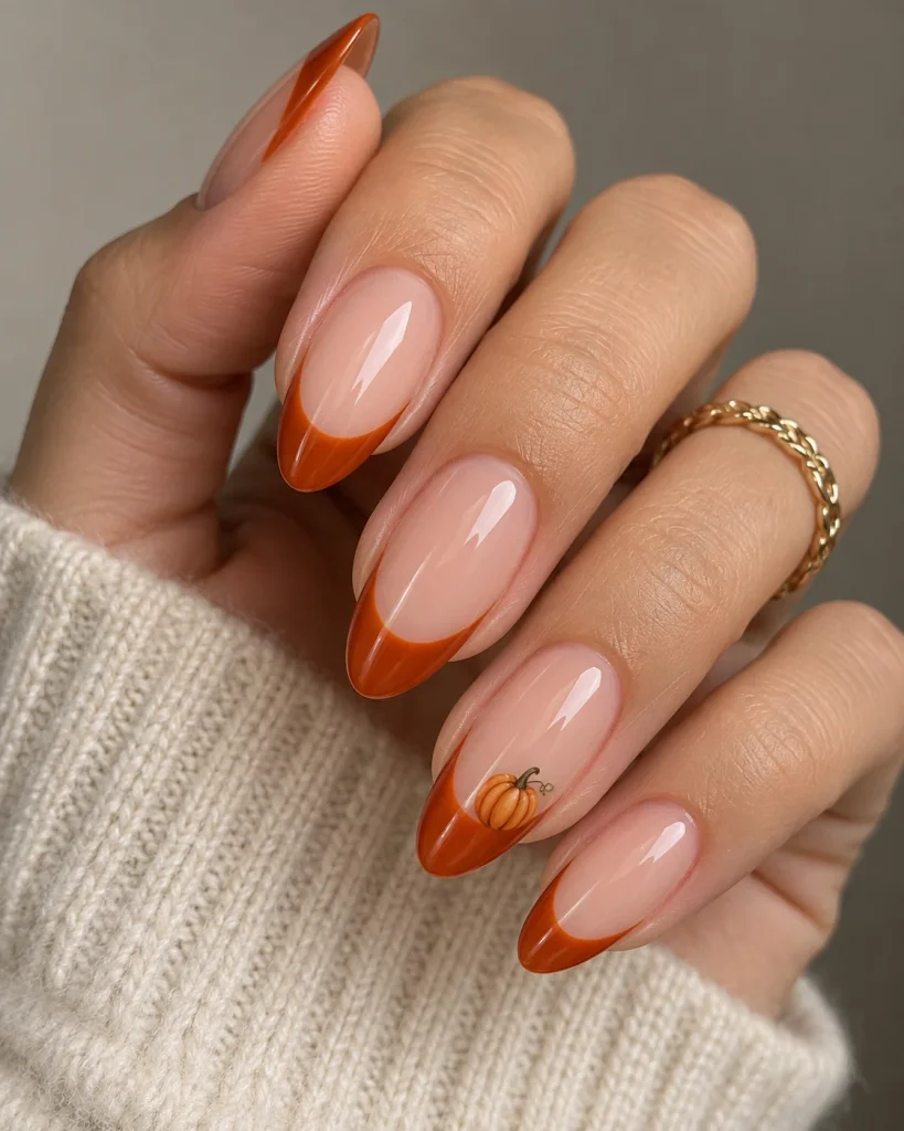 French Tip Pumpkin Manicure