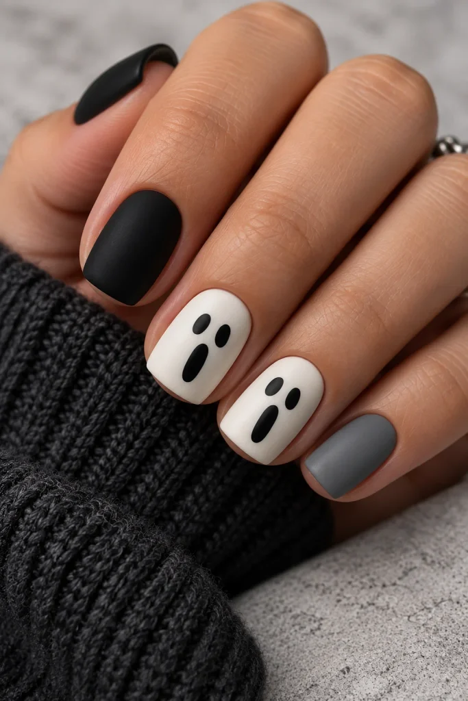 Ghost Face Minimal Nails
