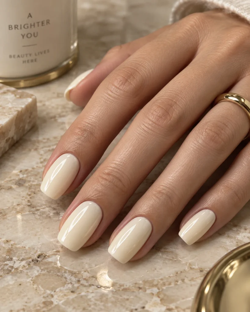 Glossy Vanilla Nails