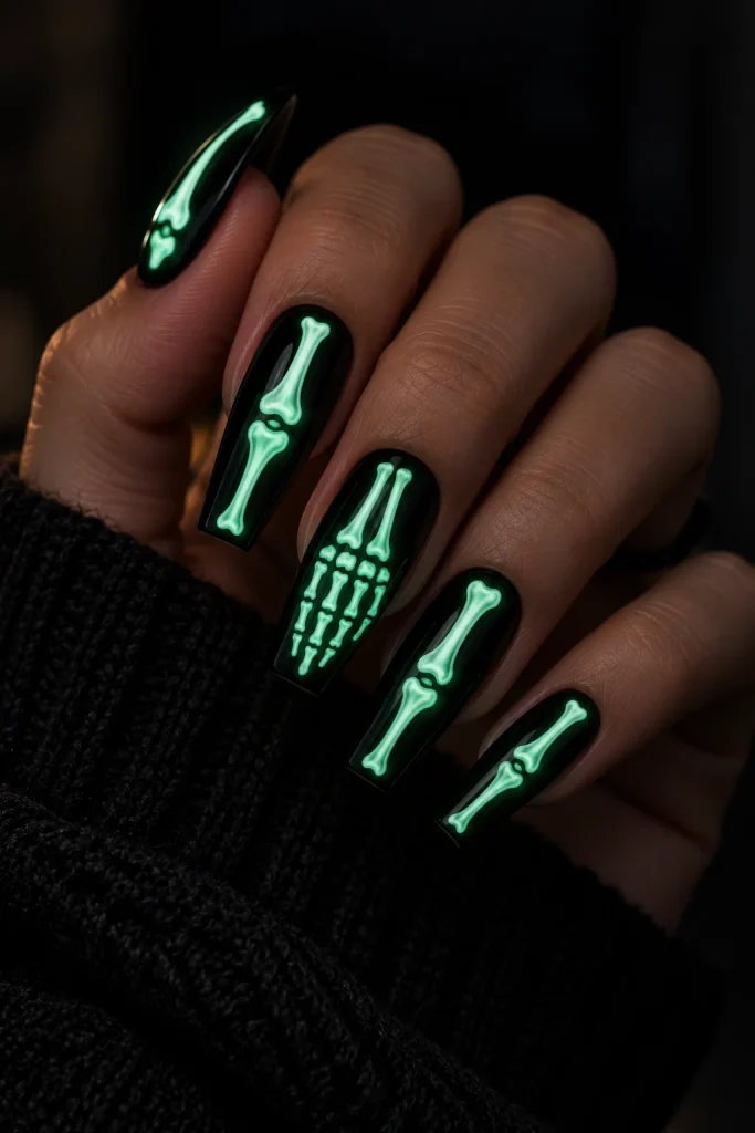 Glow-in-the-Dark Bone Nails