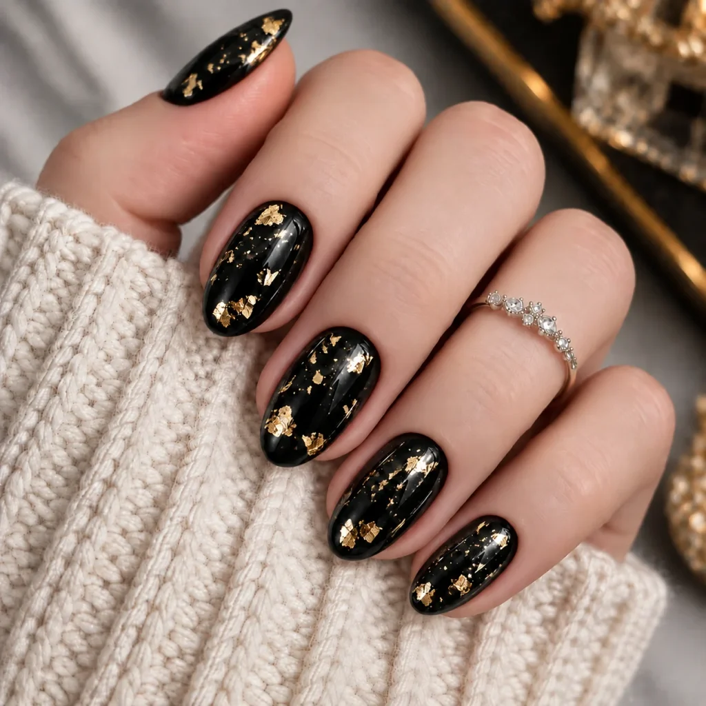 Gold Foil Flakes on Black