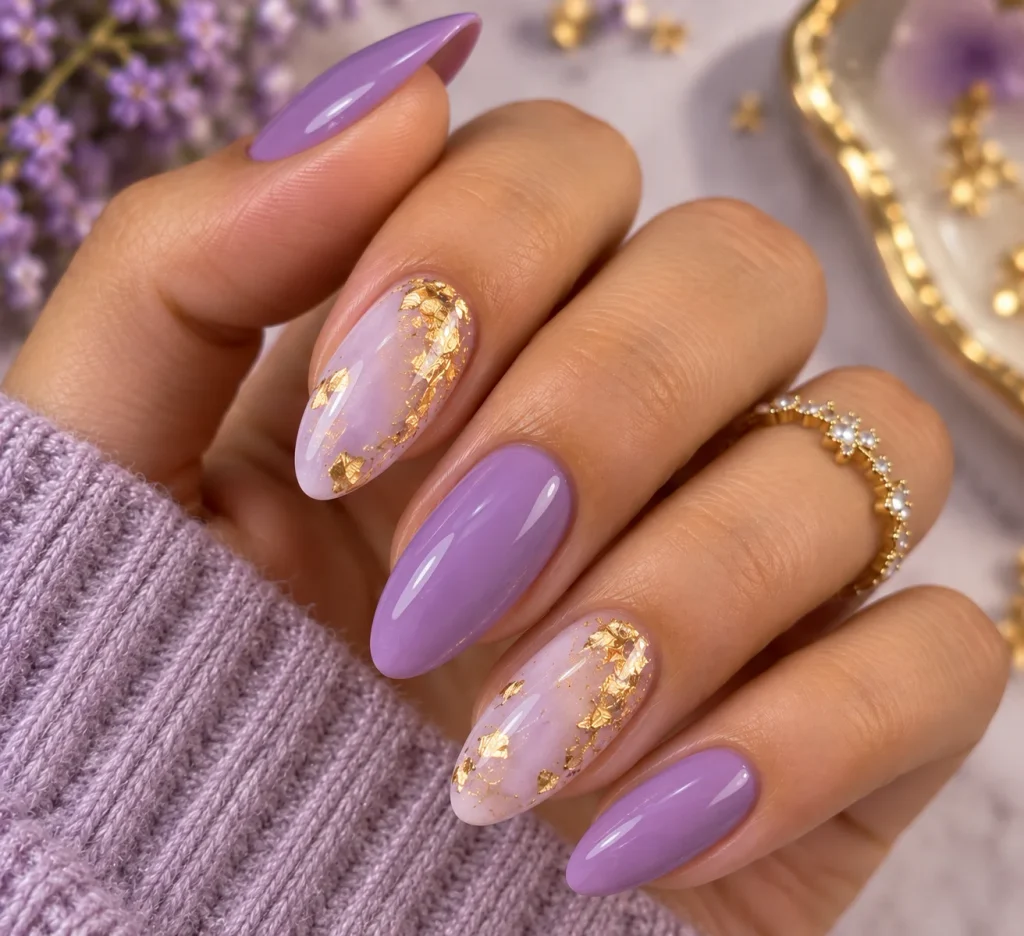 Gold Foil Rapunzel Nails