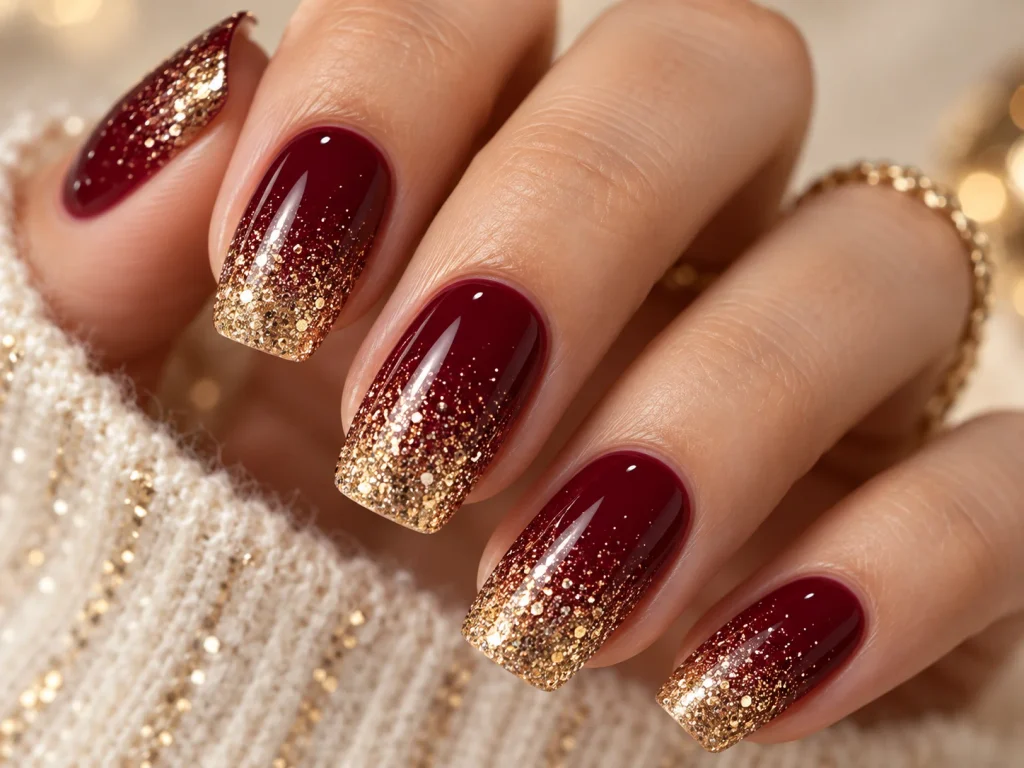  Gold Glitter Ombre Thanksgiving Nails