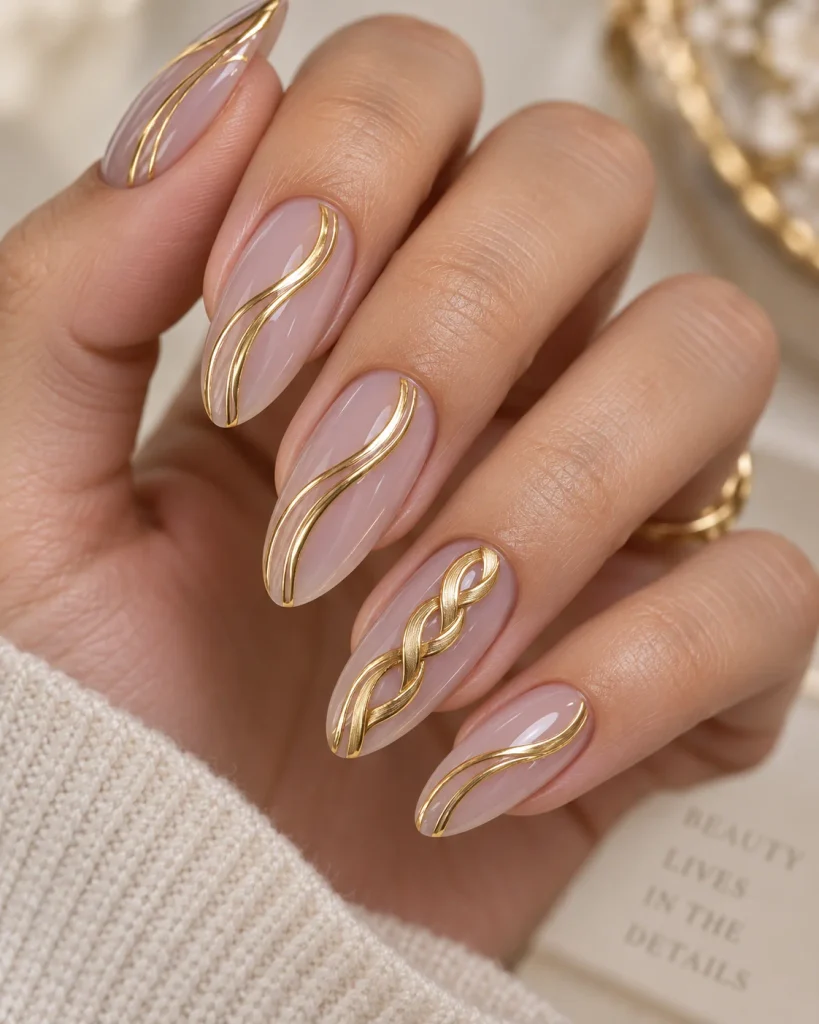 Golden Hair Rapunzel Nails