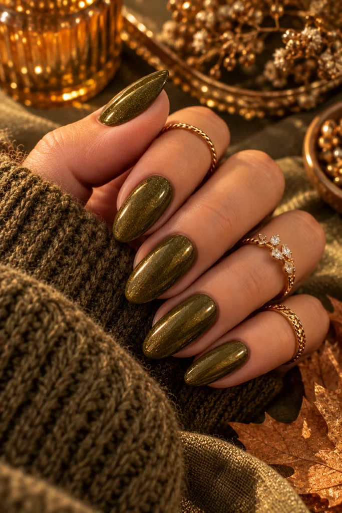 Golden Olive Nails