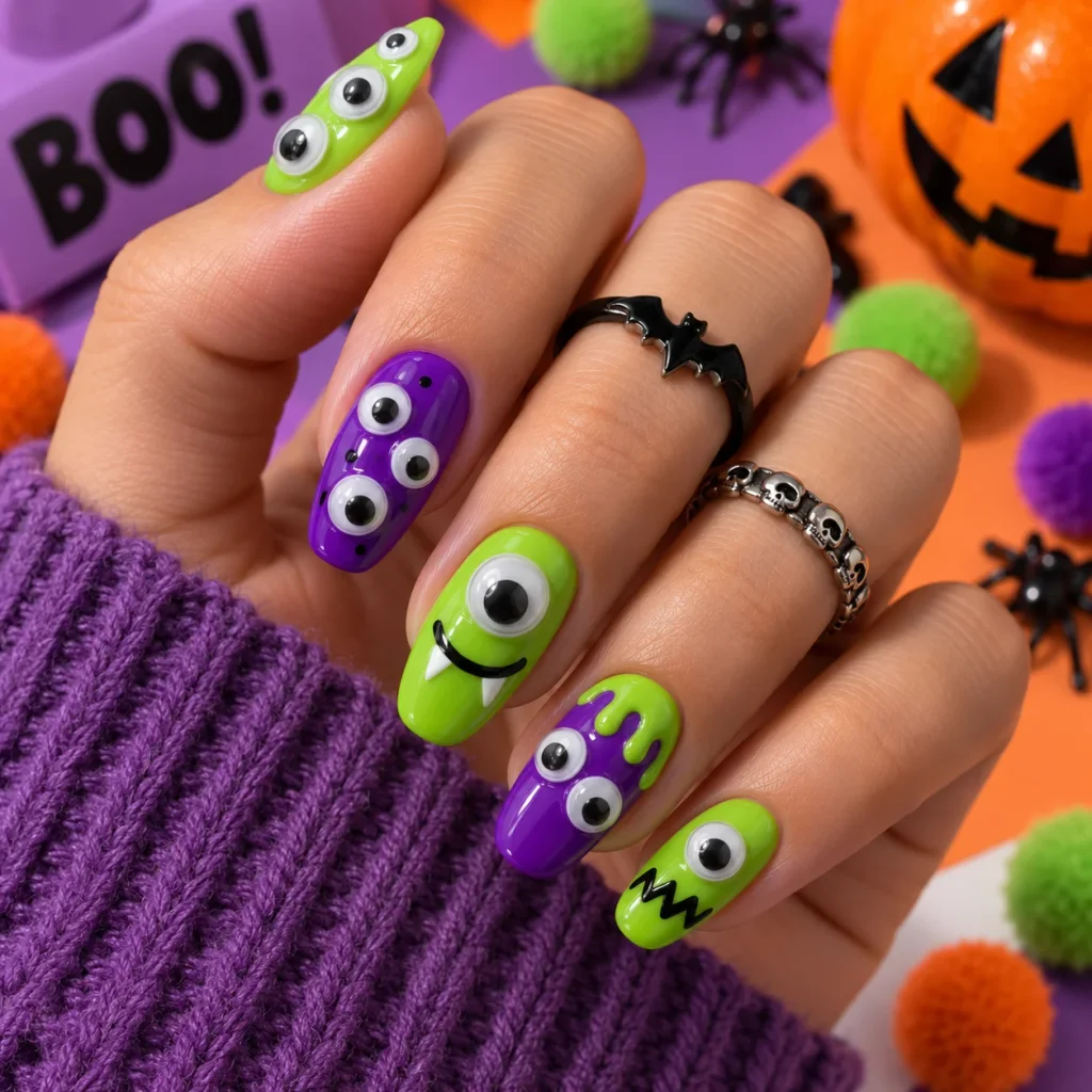 Googly Eye Monster Nails