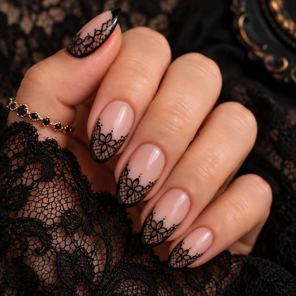Gothic Lace French Tips