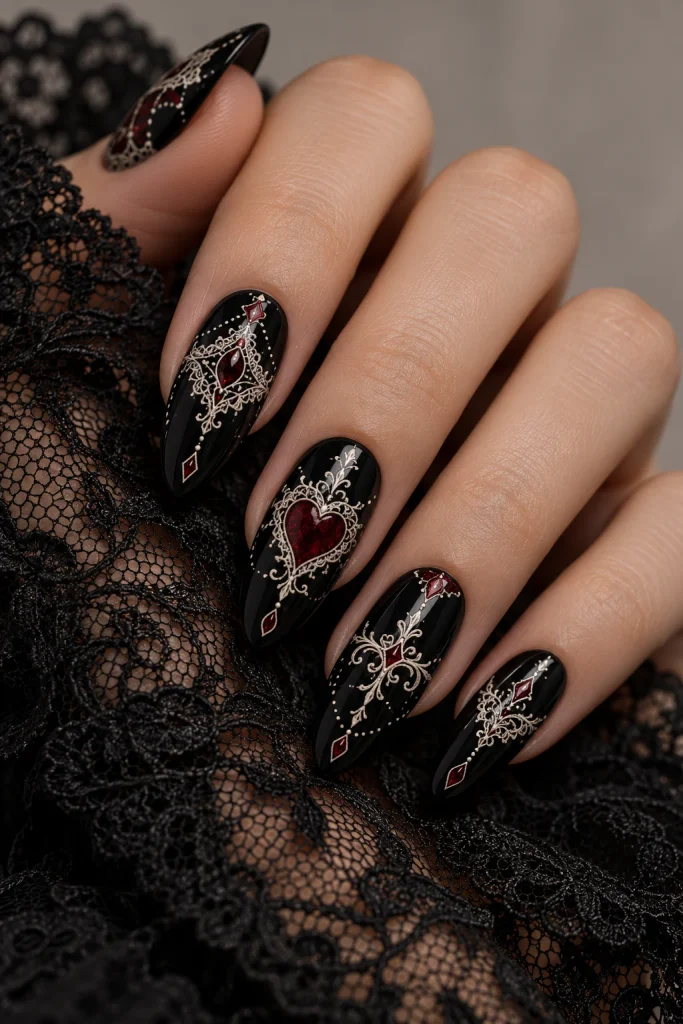 Gothic Lace Spooky Nails