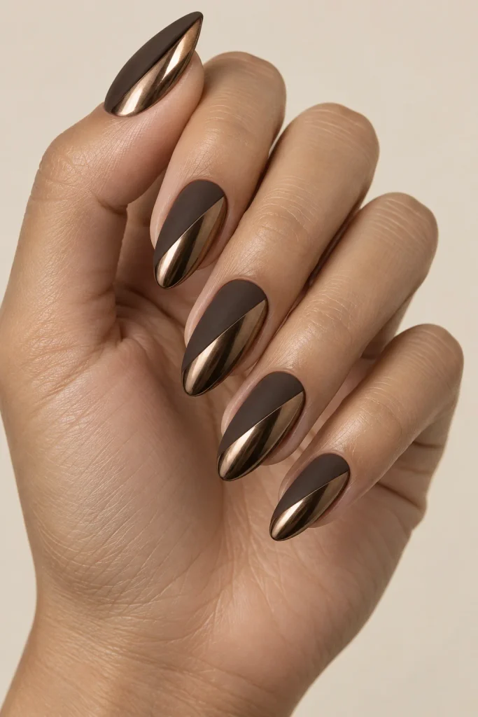 Half-Chrome Half-Matte Nails 