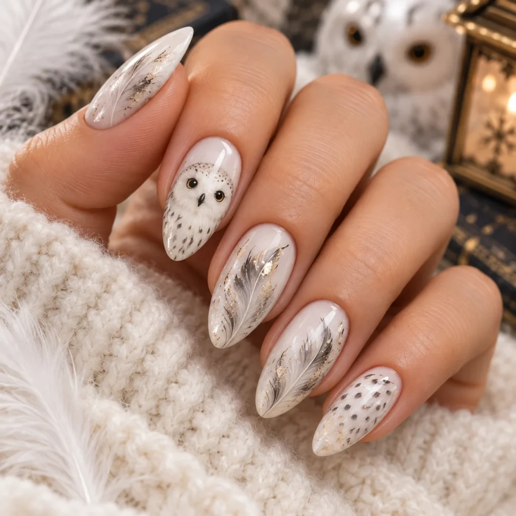 Hedwig Snowy Owl Harry Potter Nails