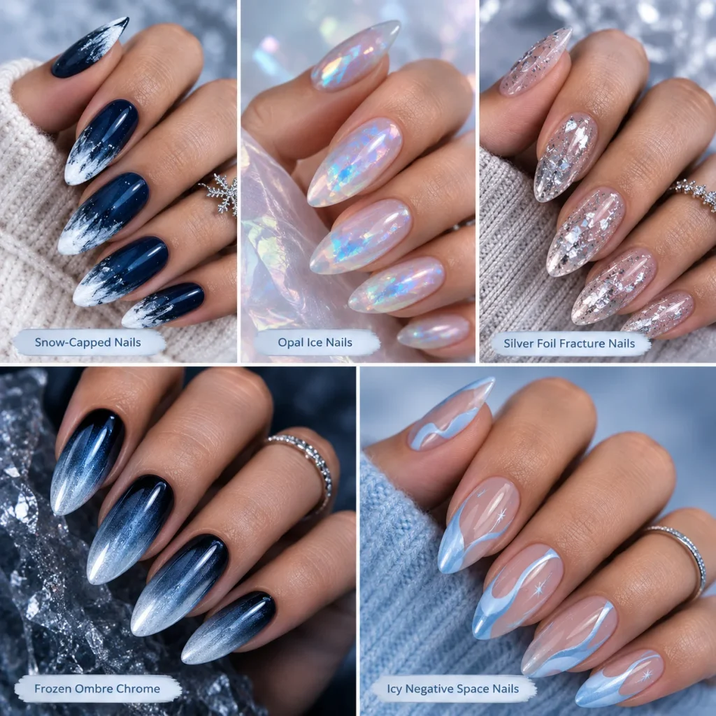  Icy Negative Space Nails