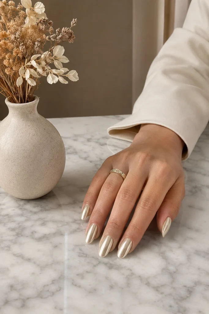 Ivory Chrome Nails