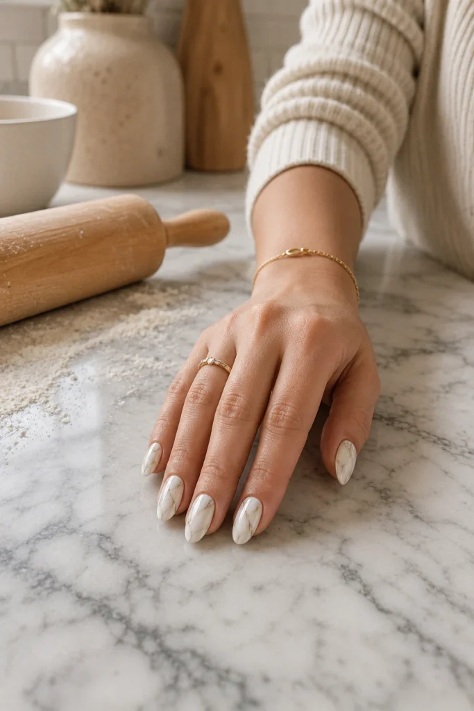 Ivory Marble Nails