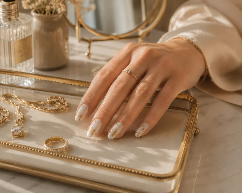 Ivory Nail With Gold Foil