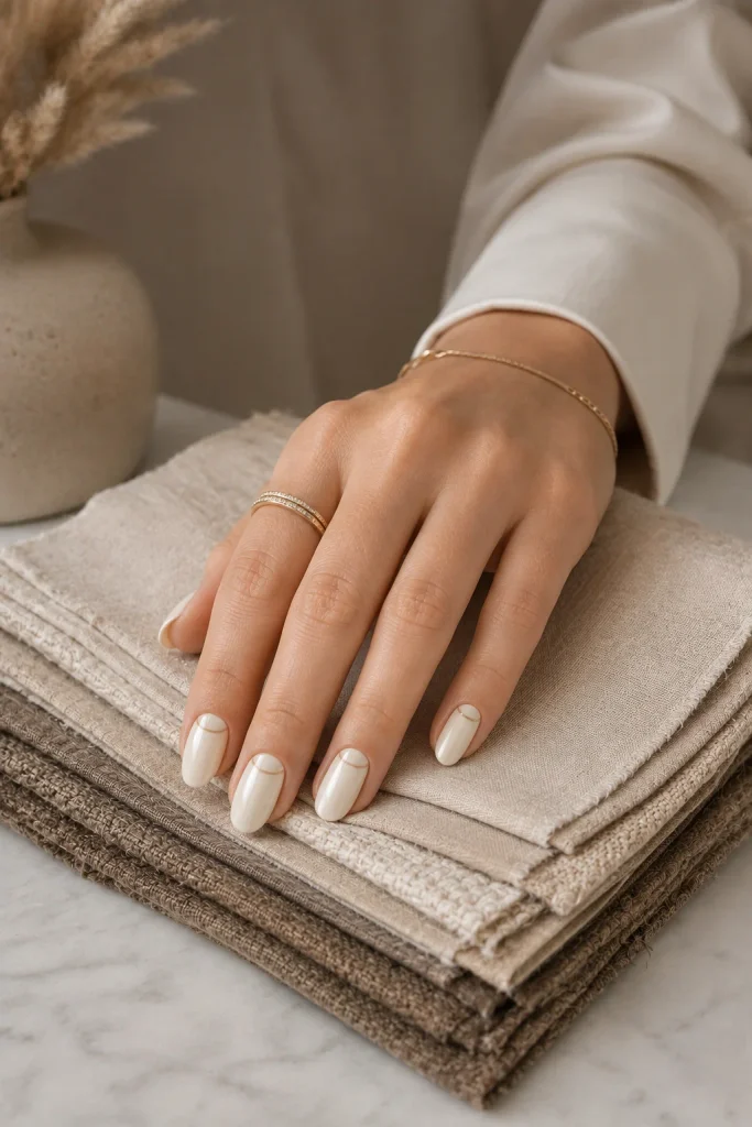 Ivory Nail With a Glossy French Reverse