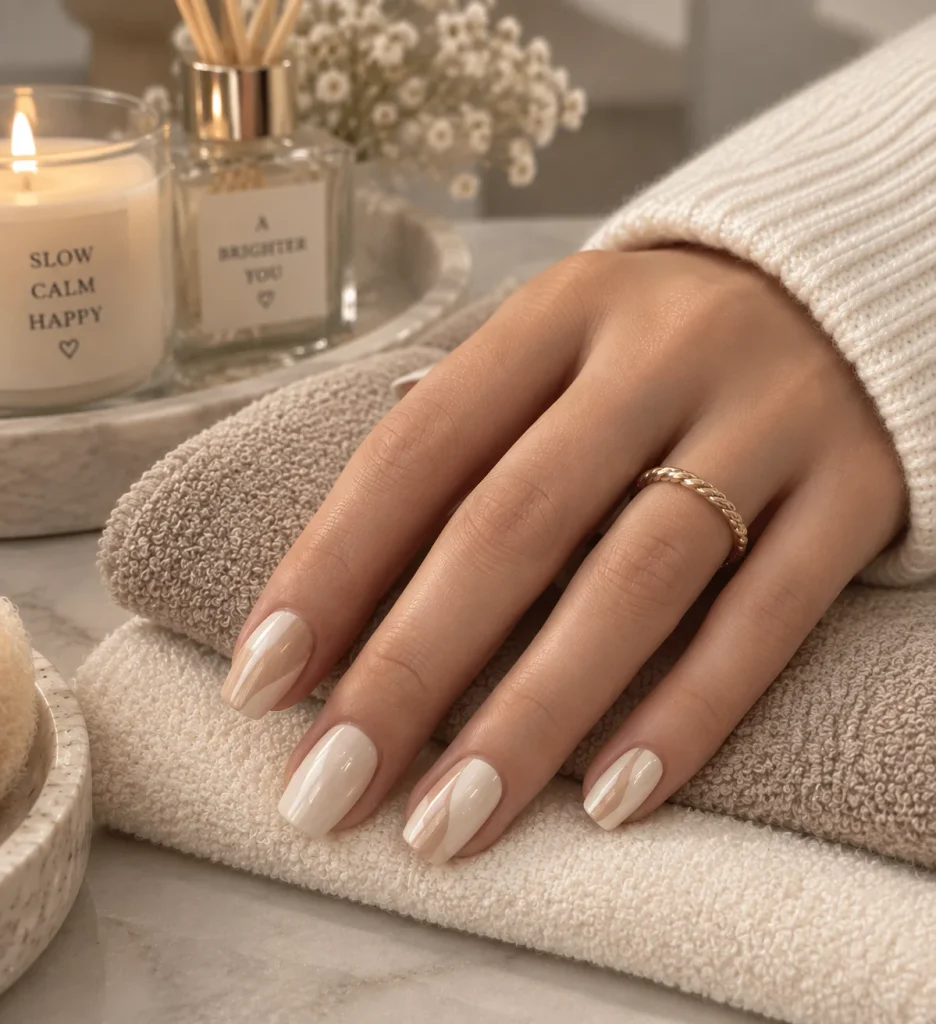 Ivory Nails With a Soft Two-Tone Finish