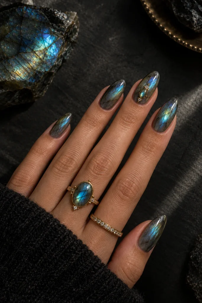 Labradorite Holographic Nails
