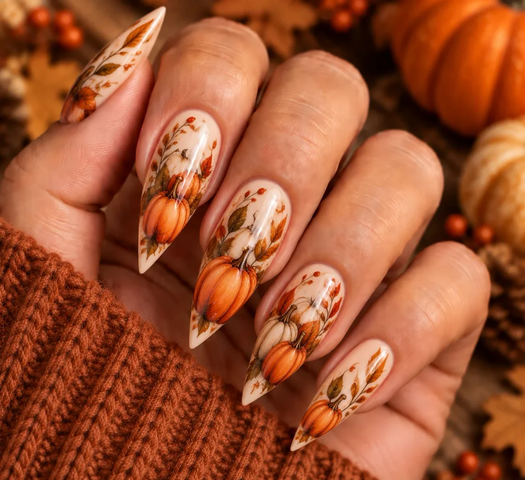 Long Pumpkin Nails