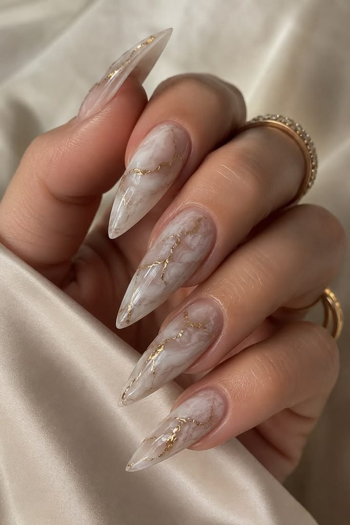 Luxury Marble Baddie Nails