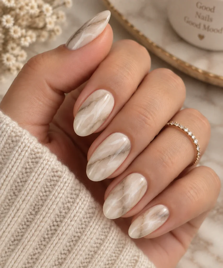 Marble Vanilla Nails