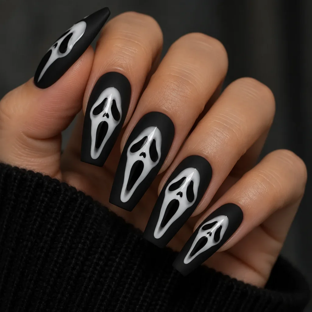 Matte Black with a Glossy Ghost Face