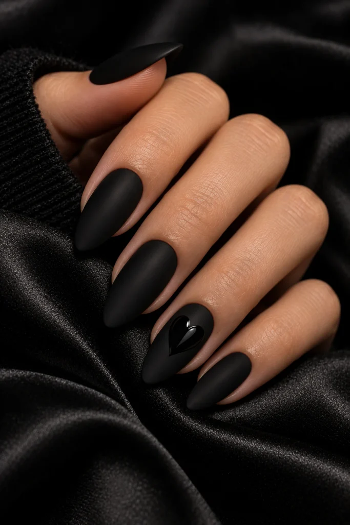  Matte Black with Glossy Heart Accent