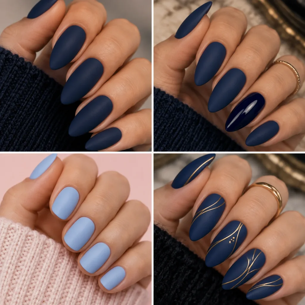 Matte Blue with Line Art
