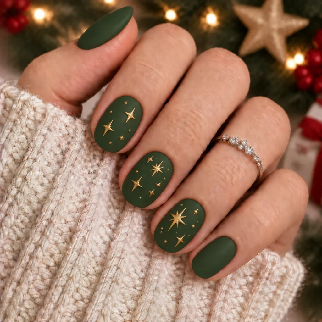 Matte Green with Gold Stars