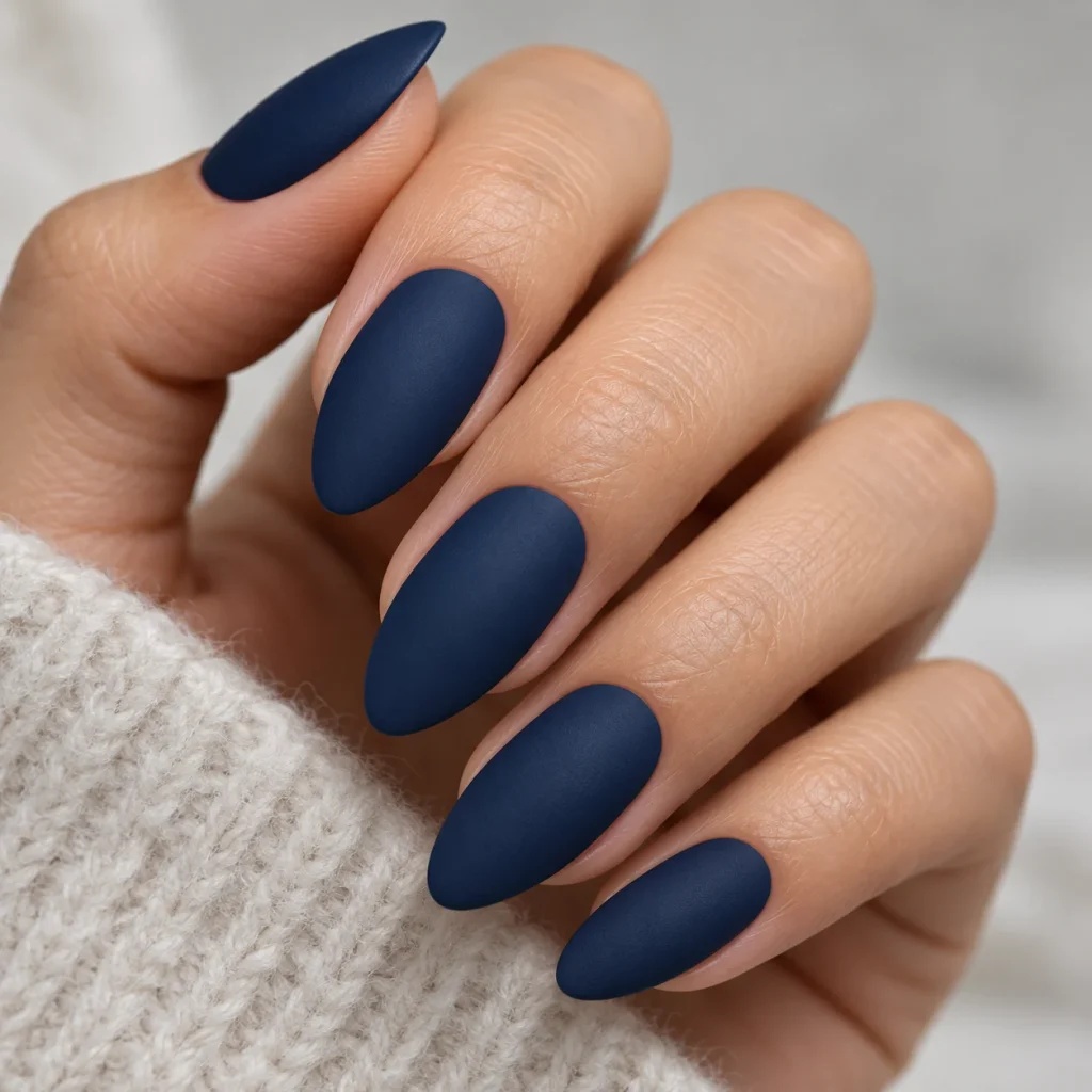 Matte Navy Nails 