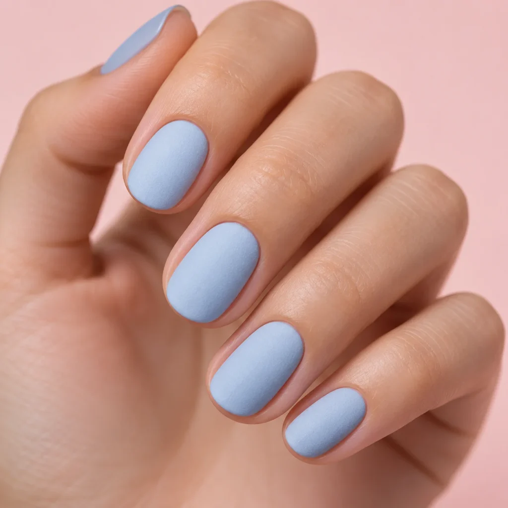 Matte Powder Blue Nails 