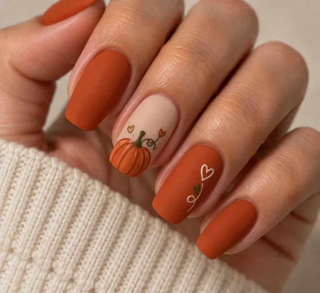 Matte Pumpkin Nails