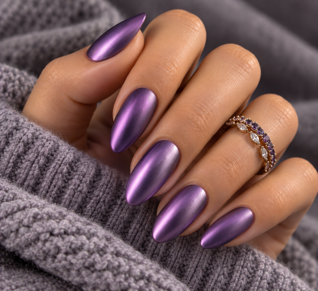 Matte Purple Chrome Nails