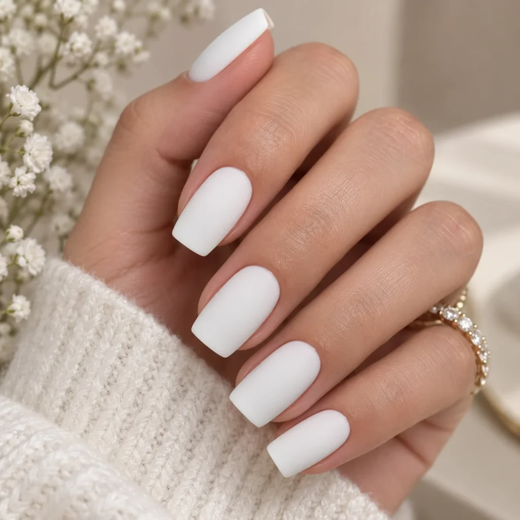 Matte White Nails