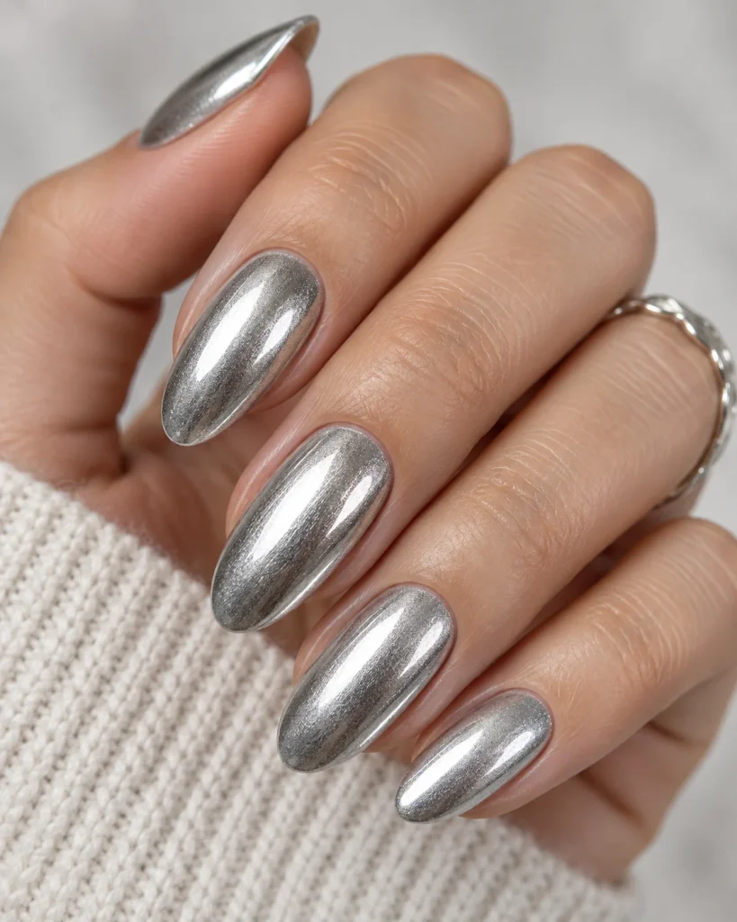 Metallic Silver Nails
