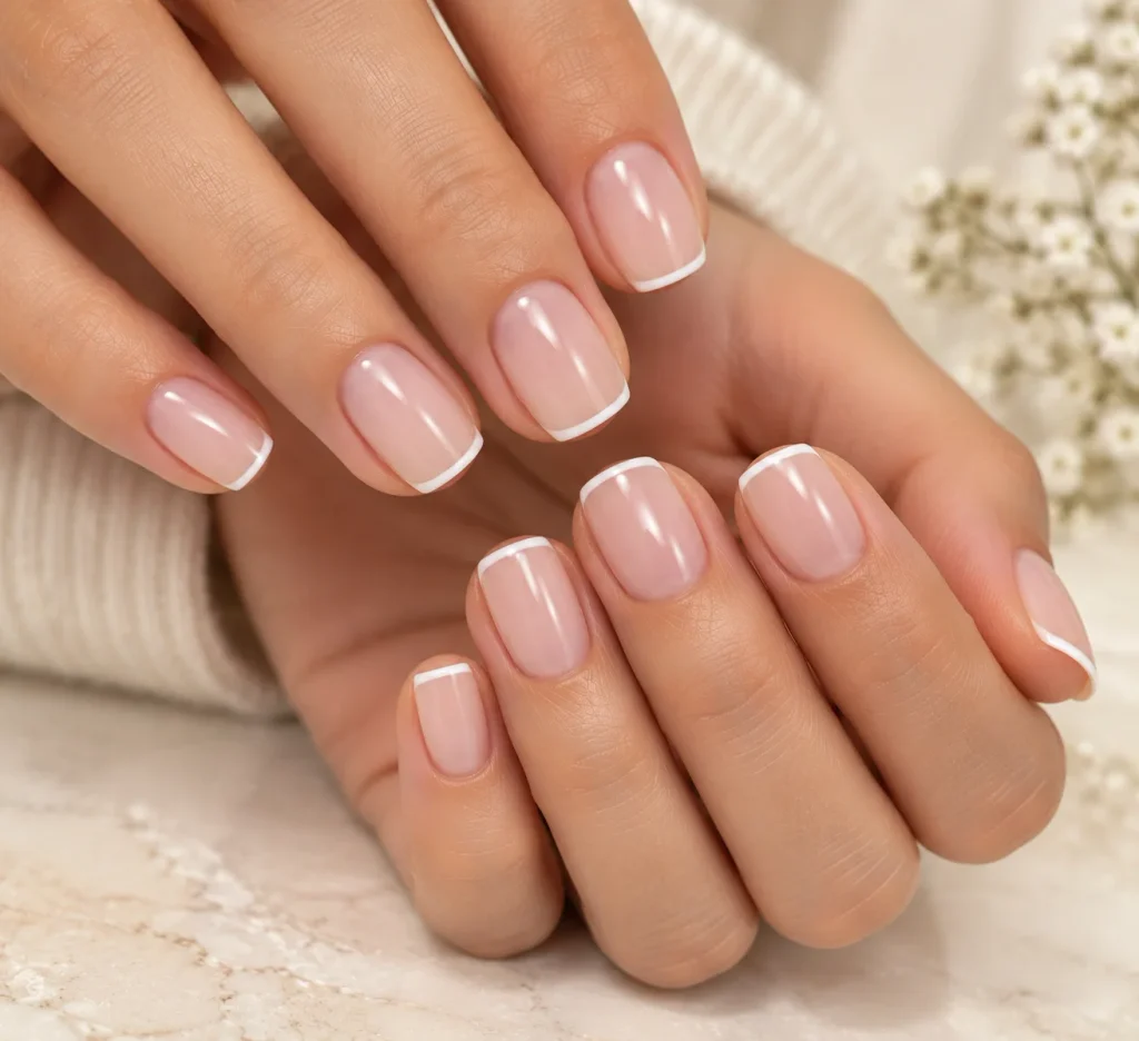 Micro French White Hoco Nails