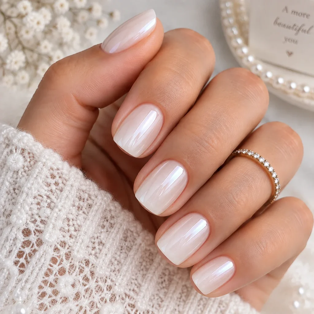 Milky White Gel Nails