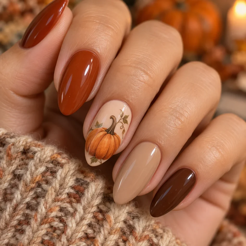 Mini Pumpkin Thanksgiving Nails