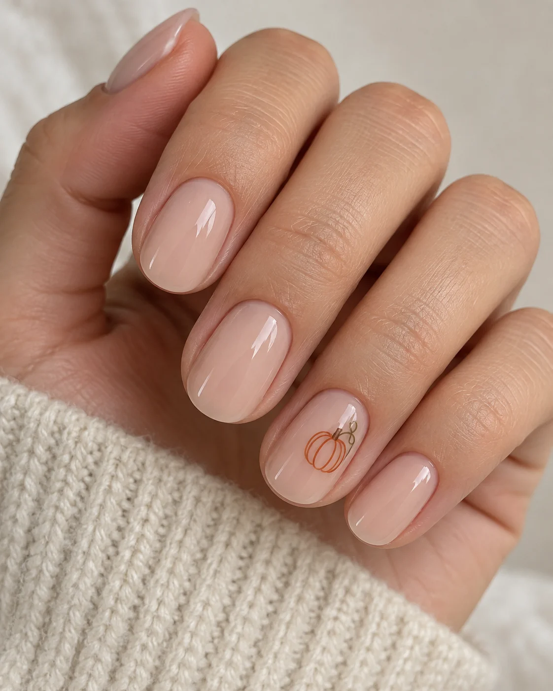 Minimalist Pumpkin Nail Art