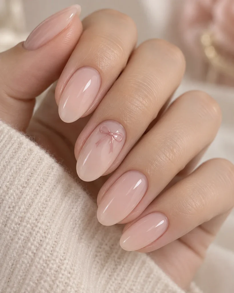 Minimalist Single Bow Coquette Nails