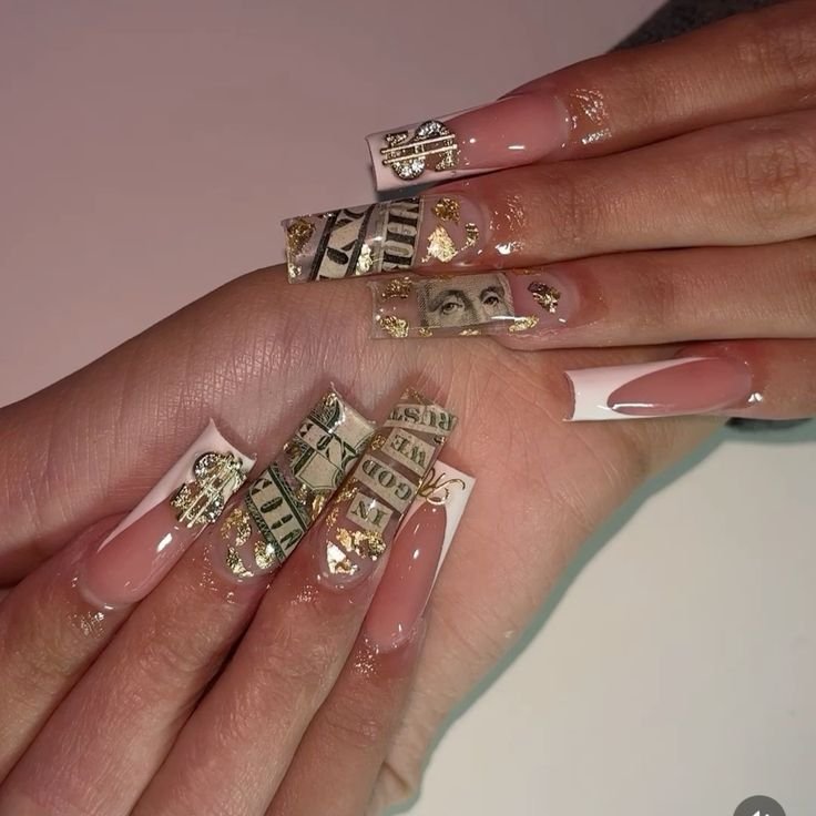 Money-Inspired Baddie Nails