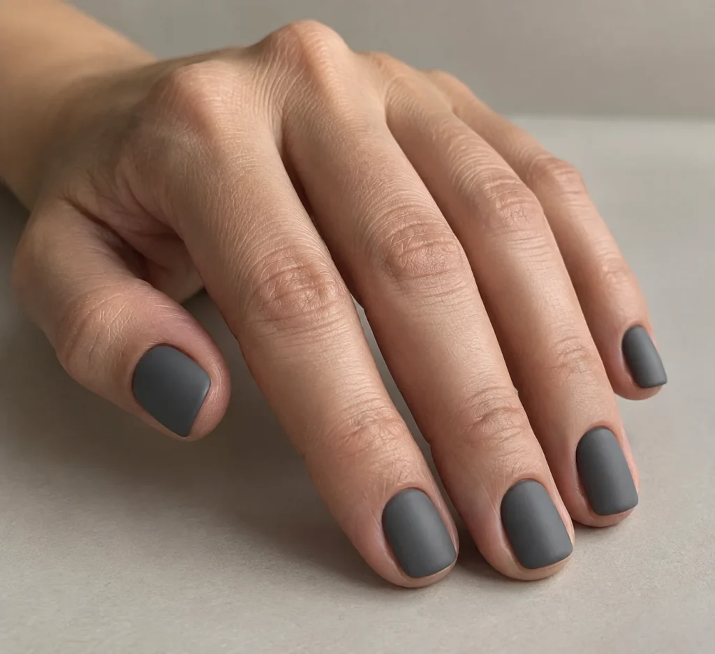 Moody Grey Short Nails