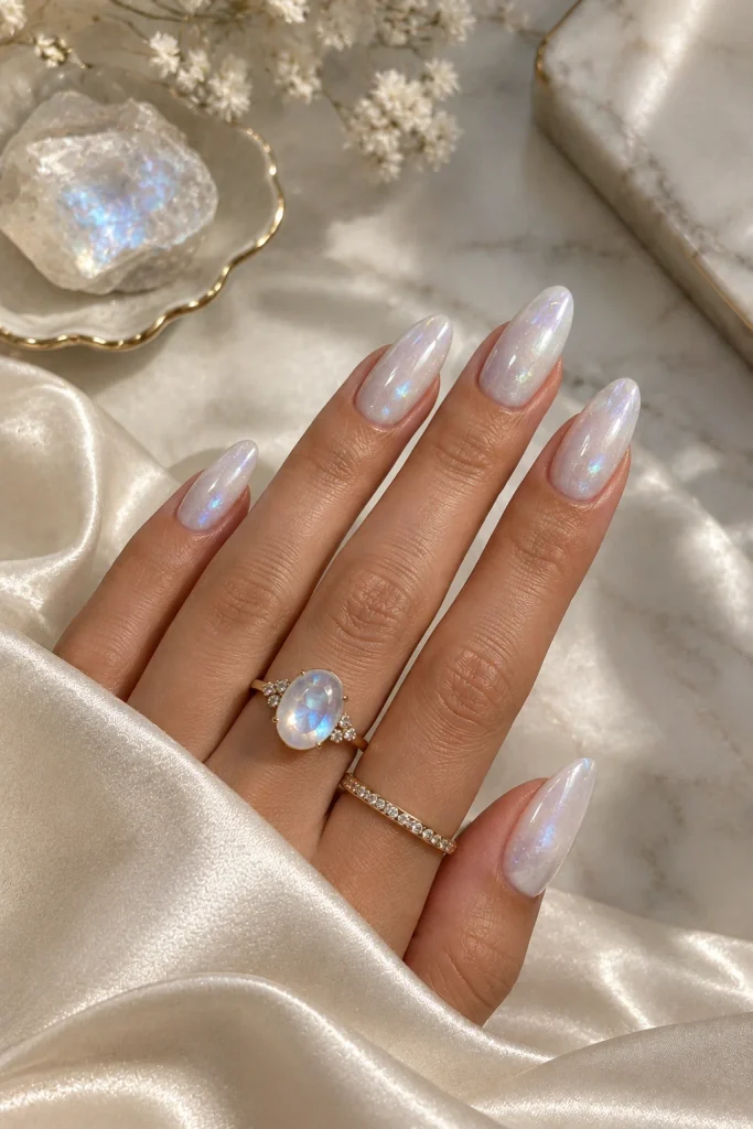 Moonstone Milky White Nails