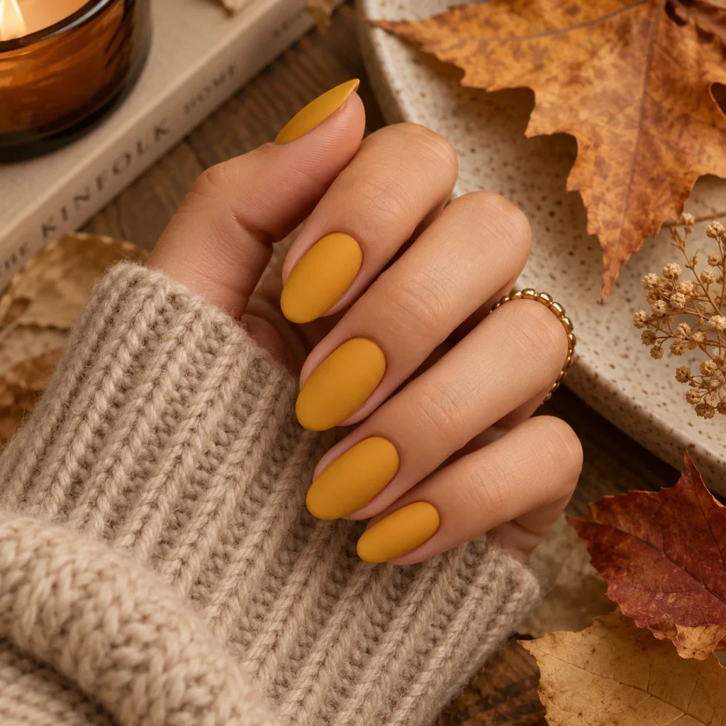 Mustard Yellow Thanksgiving Nails