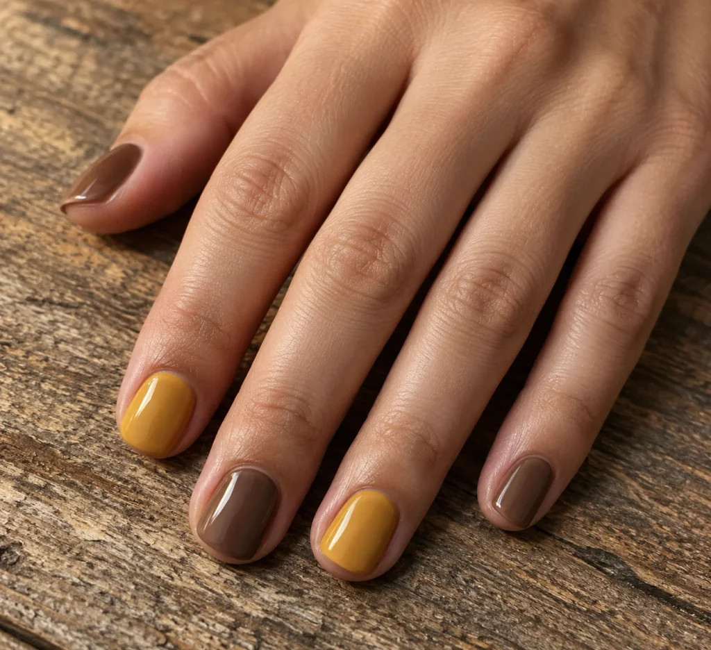 Mustard Yellow Short Nails