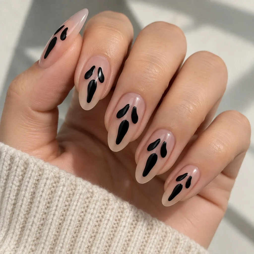 Negative Space Ghost Face Nails