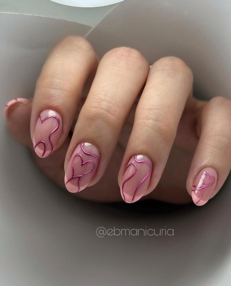 Negative Space Pink Fall Nails